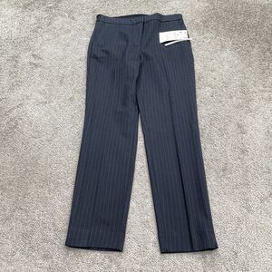 Zara Jogger Waist Dress Pants Women Medium Navy Blue Stripe Straight Trouser NWT
